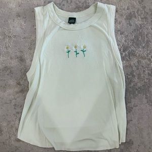 embroidered flower yellow tank